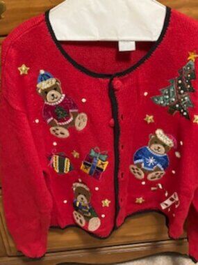 Vintage "Nutcracker" Christmas Cardigan   Size Large
